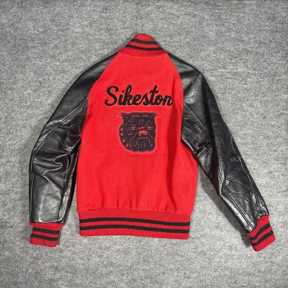 Rare Vintage 80s Kaye Bros Varsity Jacket Red Wool Leather Mens 36 Sikeston - Picture 8 of 16